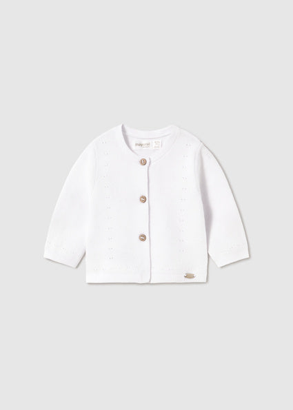 Mayoral Baby Boy White Knit Cardigan 1305