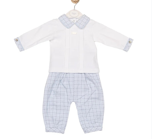 Mintini Baby White & Blue Trouser Set 6592