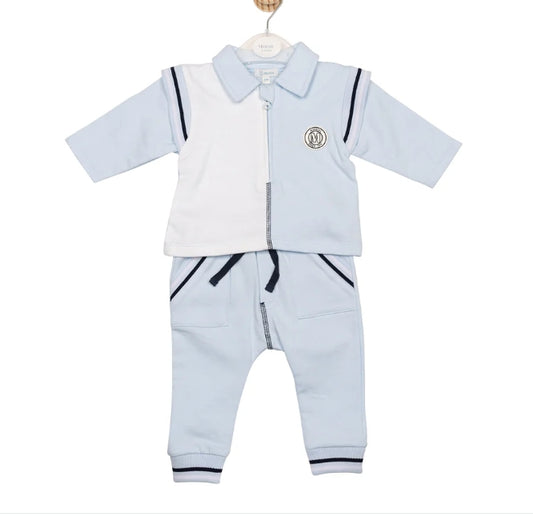 Mintini Baby White & Navy Polo Set 6655