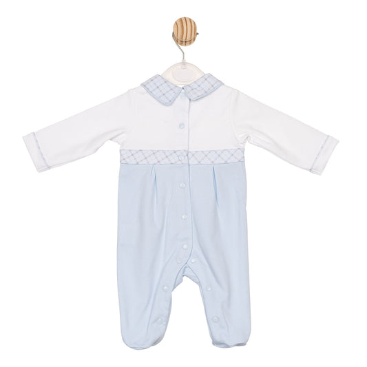 Mintini Baby Boy Blue Checked Babygrow 6587
