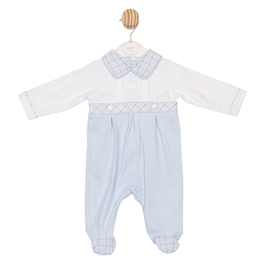 Mintini Baby Boy Blue Checked Babygrow 6587