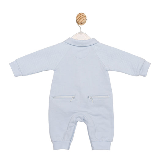 Mintini Baby Boy Blue Quarter Zip Romper 6632