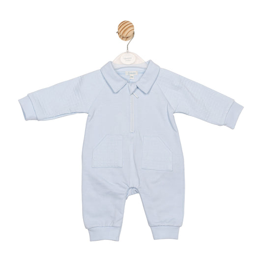 Mintini Baby Boy Blue Quarter Zip Romper 6632