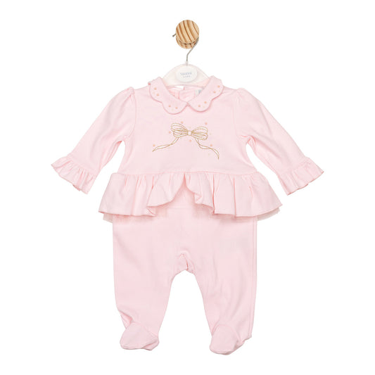 Mintini Baby Girls Pink Bow Babygrow 6796