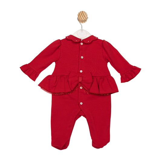 Mintini Baby Girl Red Frill Bow Babygrow 6814