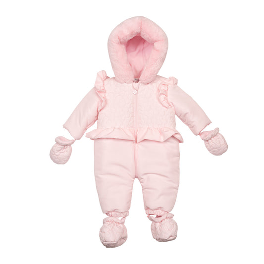 Mintini Baby Girls Pink Flower Snowsuit 6517