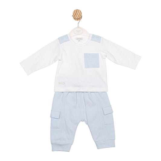 Mintini Baby Boy White & Blue Cargo Tracksuit 6601