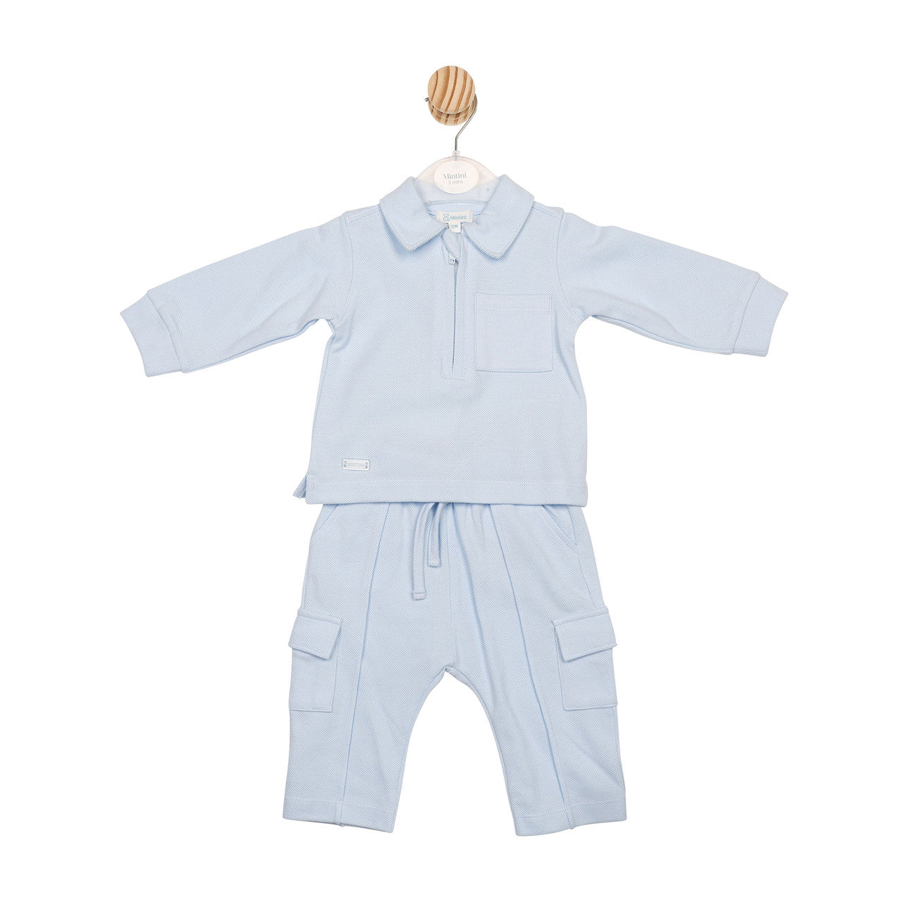 Mintini Baby Boys Blue Quarter Zip Trouser Set 6599
