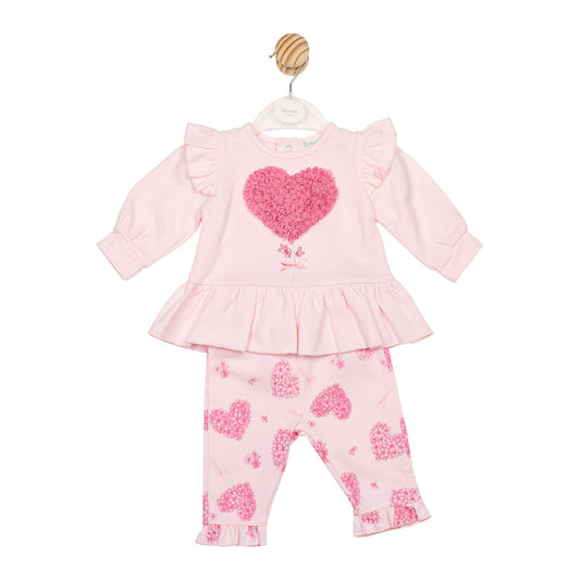 Mintini Baby Girl Pink Heart Print Legging Set 6789