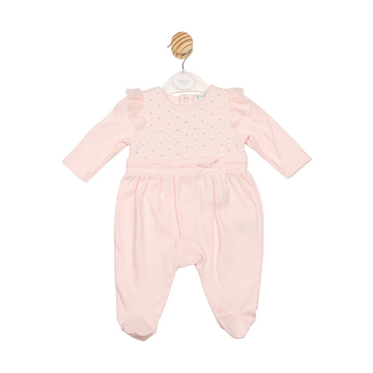 Mintini Baby Girl Pink Pearl Flower Babygrow 6830