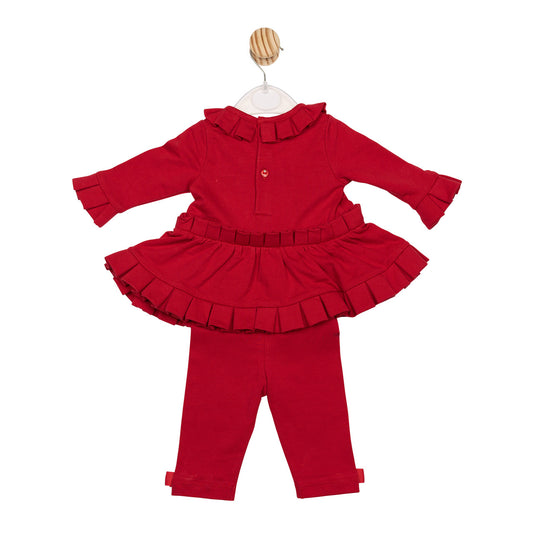 Mintini Baby Girl Red Pleated Legging Set 6765