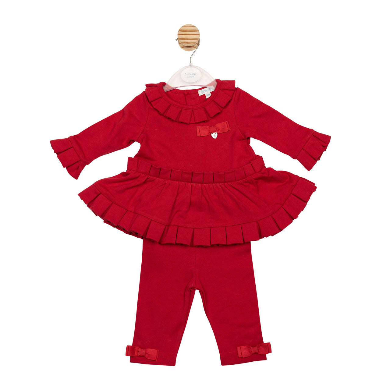 Mintini Baby Girl Red Pleated Legging Set 6765