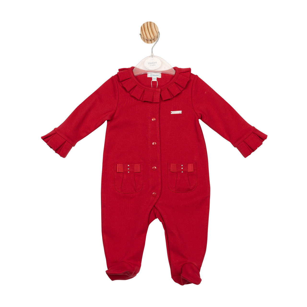 Mintini Baby Girl Red Pleated Babygrow 6762