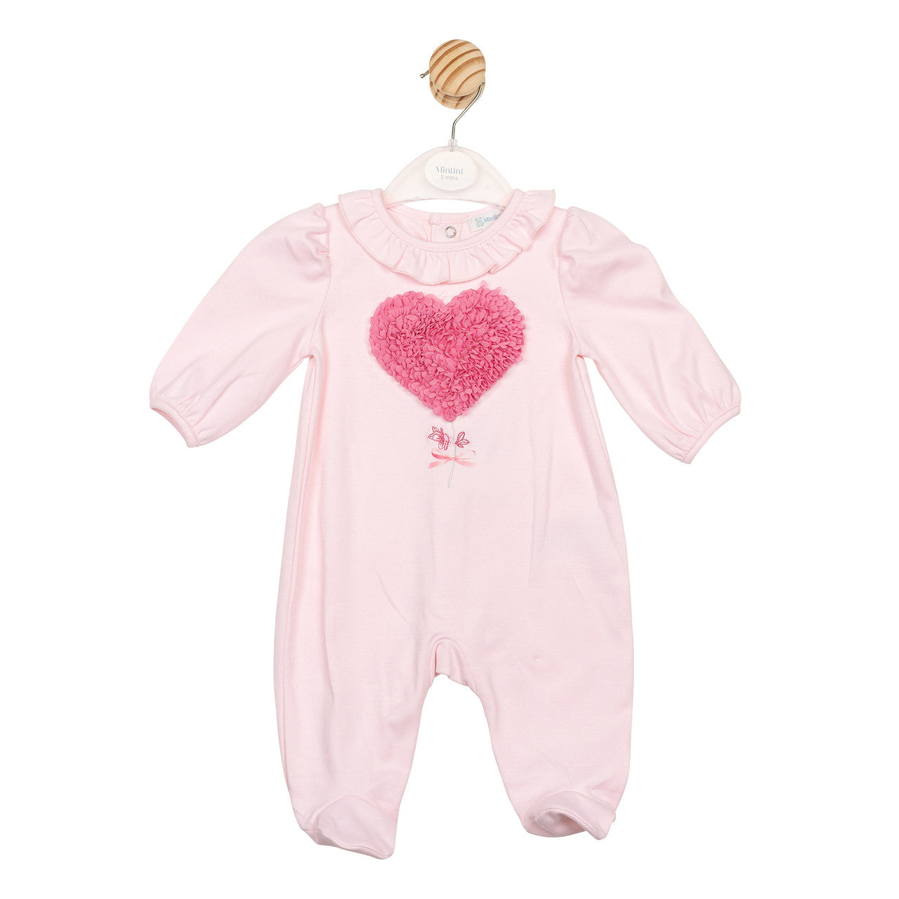 Mintini Baby Girl Pink Ruffle Heart Babygrow 6786