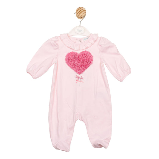 Mintini Baby Girl Pink Ruffle Heart Babygrow 6786