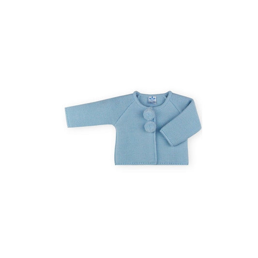 Sardon Baby Boy Blue Knitted Pom Pom Cardigan 250