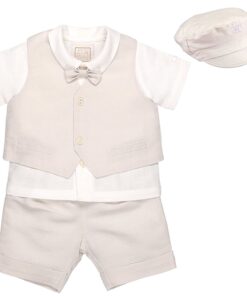 emile et rose stone short set -wedding outfit baby boy