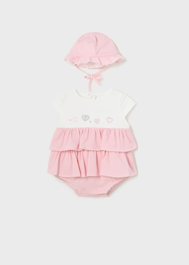 Mayoral - Pink Romper & Hat Set - 1604 - Designer Childrenswear - Bunny ...