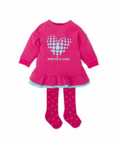 Agatha Ruiz De La Prada Girls Fuchsia Pink Sweater Dress and Tights