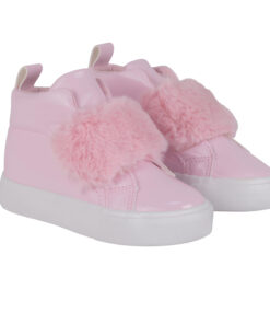 Little A Baby Girls Pink Fur Strap High Top Trainer Furever