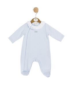 Mintini Baby Boys Blue Waffle Babygrow with Collar 5967