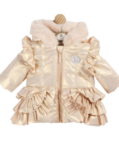 Mintini Baby Girls Light Gold Ruffle Padded Jacket 5934