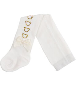 Little A Baby Girl White Diamante Bear Tights Gladys