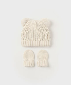 Mayoral Baby Beige Hat and Mittens Set 9766