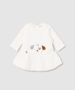 Mayoral Baby Girl Cream Fur Dress With Headband 2890