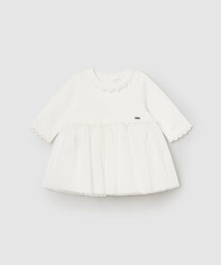 Mayoral Baby Girl Cream Knitted Tulle Dress 2806