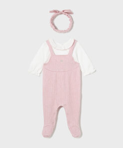 Mayoral Baby Girl Pink Babygrow Set with Hairband 2602