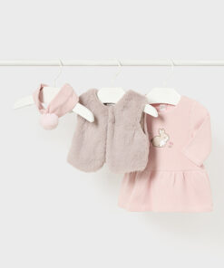 Mayoral Baby Girl Pink Dress Set With Hairband 2807