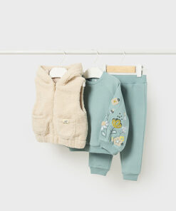 Mayoral Baby Girls Green Tracksuit with Boucle Gilet 2826