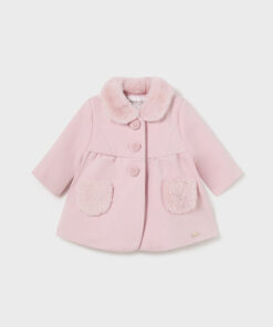 Mayoral Baby Girl Pink Woolen Coat With Fur 2453