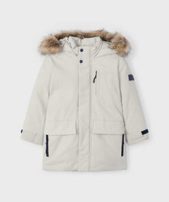 Mayoral Boys Sand Parka Coat with Fur Hood 4468