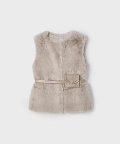 Mayoral Girls Beige Fur Gilet with Belt Bag 4365