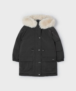 Mayoral Girls Black Parka Fur Hooded Jacket 4493