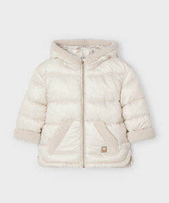 Mayoral Girls Light Beige Padded Jacket with Boucle 4491