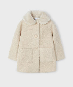 Mayoral Girls Light Beige Shearling Coat 4487