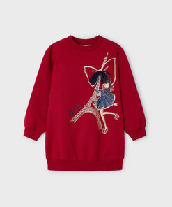 Mayoral Girls Red Paris Printed Sweater Dress