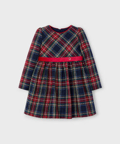 Mayoral Girls Navy and Cherry Plaid Dress 4911