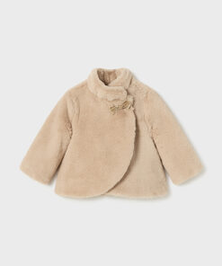 Mayoral Baby Girls Beige Pink Fur Coat 2477