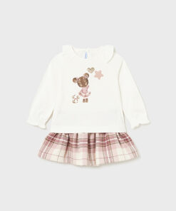 Mayoral Baby Girls Pink Plaid Skirt Set 2927