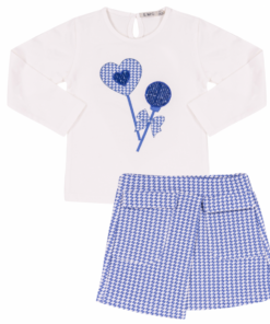 EMC Girls Blue Checked Asymmetric Skirt Set