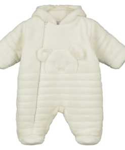 Emile Et Rose Baby Unisex Cream Fleece Bear Pramsuit Everly