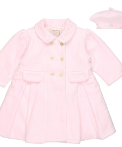 Emile Et Rose Baby Girl Pink Velour Coat and Hat Set Rosanna