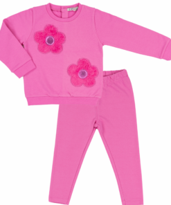 EMC Girls Bright Pink Flower Sweater Legging Set